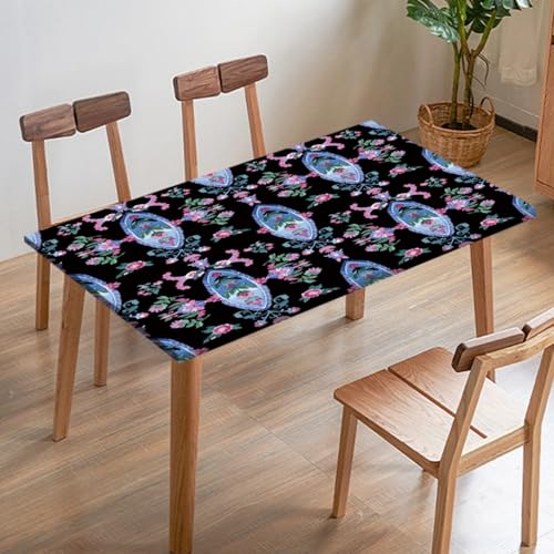 Odot Elastische Tischdecke, 3D-Retro-Muster Tischtuch mit Elastischer Kante, Rechteckige Tischdecke für Outdoor Terrasse Picknick Camping Esszimmer Küche (Exotischer Stil 2,110x110cm) von Odot