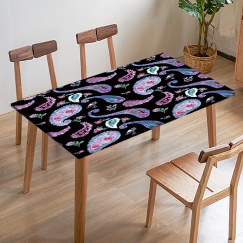 Odot Elastische Tischdecke, 3D-Retro-Muster Tischtuch mit Elastischer Kante, Rechteckige Tischdecke für Outdoor Terrasse Picknick Camping Esszimmer Küche (Exotischer Stil 4,153x77cm) von Odot
