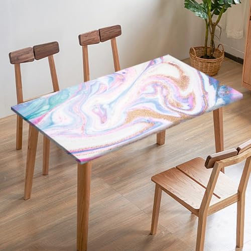 Odot Elastische Tischdecke, Marmor-Druck Tischtuch mit Elastischer Kante, Rechteckige Tischdecke für Outdoor Terrasse Picknick Camping Esszimmer Küche (Rosa 1,80x80cm) von Odot
