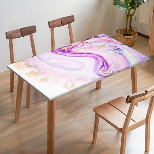 Odot Elastische Tischdecke, Marmor-Druck Tischtuch mit Elastischer Kante, Rechteckige Tischdecke für Outdoor Terrasse Picknick Camping Esszimmer Küche (Rosa 10,80x80cm) von Odot