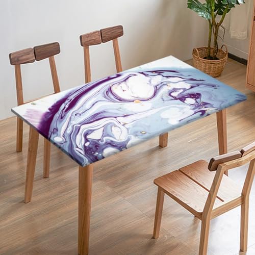 Odot Elastische Tischdecke, Marmor-Druck Tischtuch mit Elastischer Kante, Rechteckige Tischdecke für Outdoor Terrasse Picknick Camping Esszimmer Küche (Rosa 3,80x80cm) von Odot