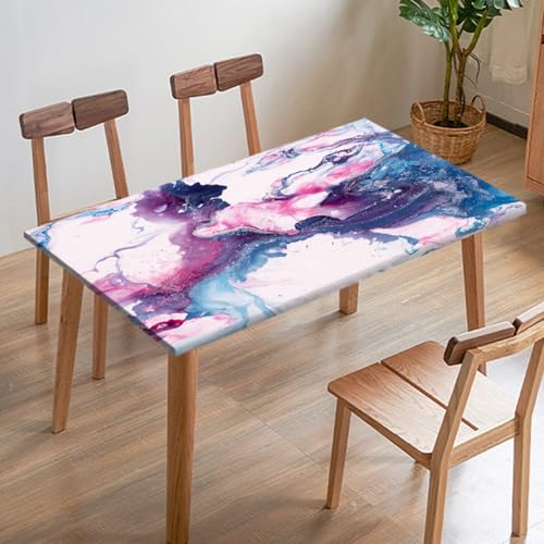 Odot Elastische Tischdecke, Marmor-Druck Tischtuch mit Elastischer Kante, Rechteckige Tischdecke für Outdoor Terrasse Picknick Camping Esszimmer Küche (Rosa 6,80x80cm) von Odot