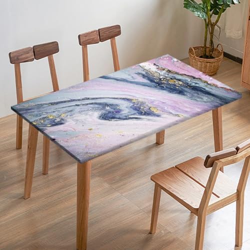 Odot Elastische Tischdecke, Marmor-Druck Tischtuch mit Elastischer Kante, Rechteckige Tischdecke für Outdoor Terrasse Picknick Camping Esszimmer Küche (Rosa 7,153x77cm) von Odot