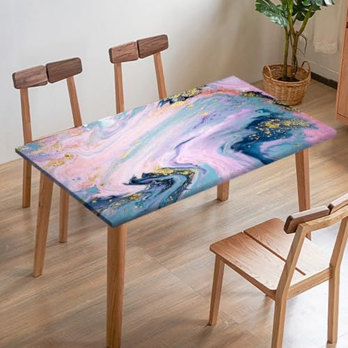 Odot Elastische Tischdecke, Marmor-Druck Tischtuch mit Elastischer Kante, Rechteckige Tischdecke für Outdoor Terrasse Picknick Camping Esszimmer Küche (Rosa 8,140x80cm) von Odot