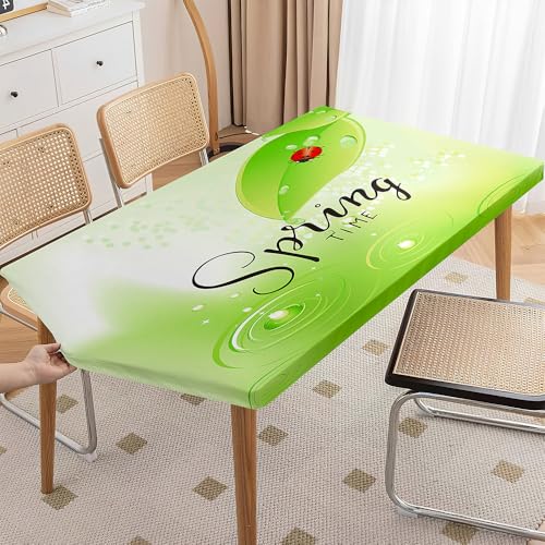 Odot Elastische Tischdecke, Rechteckige Tischtuch mit Elastischer Kante, 3D-Druck Tischdecke für Outdoor Klapptisch Terrasse Picknick Camping Esszimmer Küche (Marienkäfer,4ft:122x76cm) von Odot