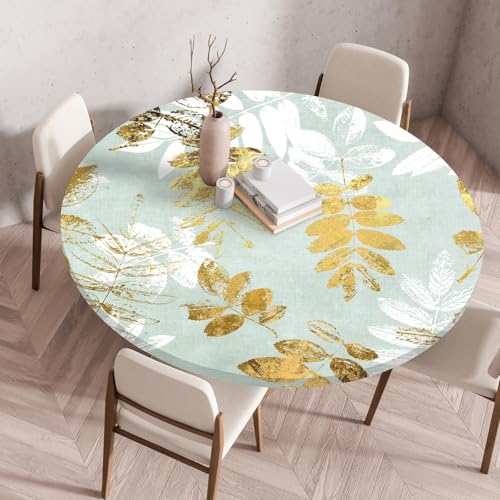 Odot Elastische Tischdecke Rund Ourdoor, Minimalist Druck Tischdecke Abwaschbar Abwischbar Wasserdicht Gartentischdecken Tischtuch für Dekoration Garten Partys Kaffee (Pflanzen,70cm) von Odot