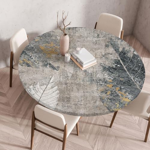 Odot Elastische Tischdecke Rund Ourdoor, Minimalist Druck Tischdecke Abwaschbar Abwischbar Wasserdicht Gartentischdecken Tischtuch für Dekoration Garten Partys Kaffee (Retro,60cm) von Odot