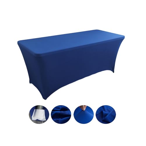Odot Spandex Tischdecke 4/5/6/8ft, Einfarbig Stretch Husse Rechteckige Tischdecke Waschbar Elastisch Tischtuch für Cocktail, Hochzeit, Bankett, Partys, Veranstaltung (Königsblau,8FT:244x75cm) von Odot
