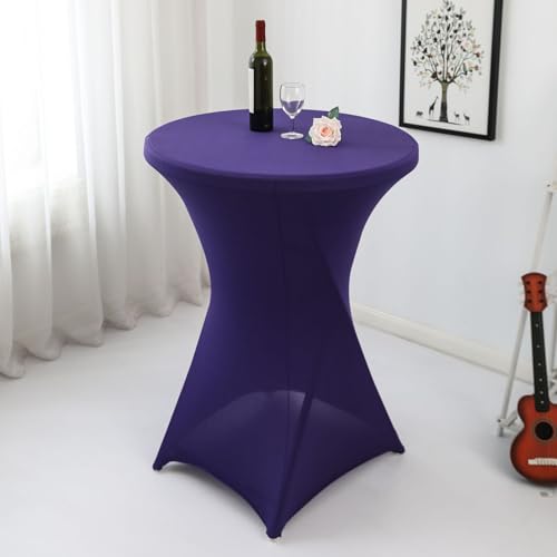 Odot Stehtisch Hussen 80X110 cm, Spandex Bars Tischhusse mit Fußtaschen, Stretch Stehtischhussen, Wiederverwendbar Cocktail Hussen für Stehtische, Bistrotisch (Lila,60x110cm) von Odot