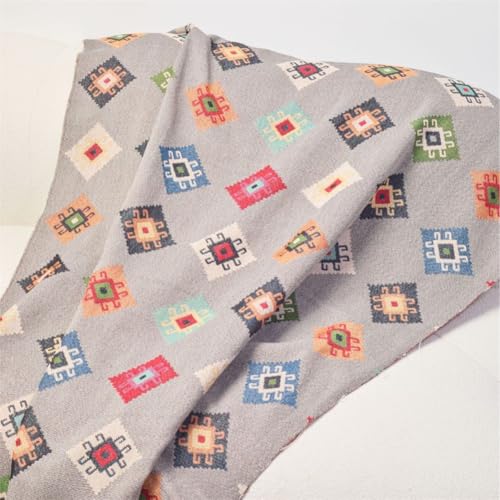 Odot Stoffe zum Nähen Patchwork Stoffe Paket Ornament Gobelin Möbelstoff für Quilten DIY Handwerk Scrapbooking, Dekostoffe Handwerken Jacquard (Pro Meter) (Grauer Rahmen,61 Zoll breit) von Odot