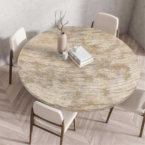 Odot Tischdecke Abwaschbar Rund 150cm, Elastisch Lotuseffekt Tischdecke Outdoor 3D-Druck Tischdecken Table Cloth für Garten Restaurant, Ideal für 140cm-145cm von Odot