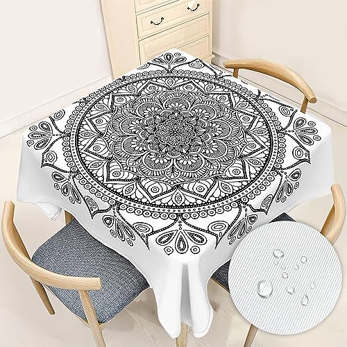 Odot Tischdecke Abwaschbar für Quadrat Tische, Tischtuch Pflegeleicht Fleckschutz Wasserabweisend Polyester tischdecken für Küche Esstisch Mandala Dekoratio 120x120 cm von Odot