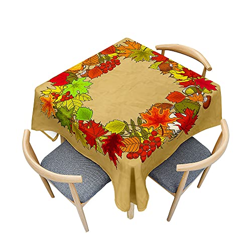 Odot Tischdecke Quadratisch Wasserdicht Polyester, Pflegeleicht Fleckschutz Abwaschbar 3D-Ahornblattdruck Rechteckig Tischdecke für Garten Küche Dekoration (90x90cm,Herbst 5) von Odot