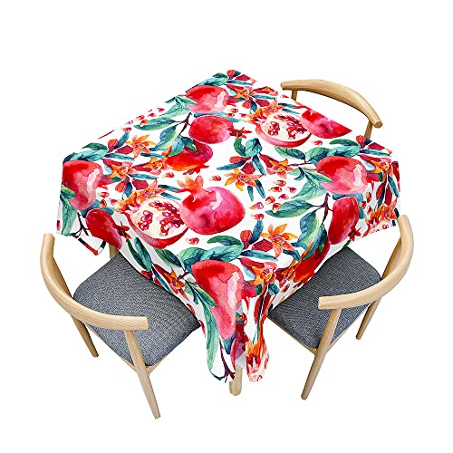 Odot Tischdecke Quadratisch Wasserdicht Polyester, Pflegeleicht Fleckschutz Abwaschbar 3D -Farbfruchtdruck Rechteckig Tischdecke für Home Küche Dekoration (90x90cm,Roter Granatapfel) von Odot
