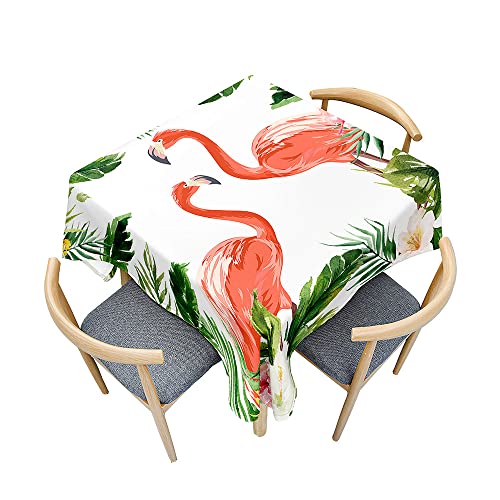 Odot Tischdecke Quadratisch Wasserdicht Polyester, Pflegeleicht Fleckschutz Abwaschbar 3D-Flamingo-Druck Rechteckig Tischdecke für Home Küche Dekoration (roter Flamingo,140x140cm) von Odot