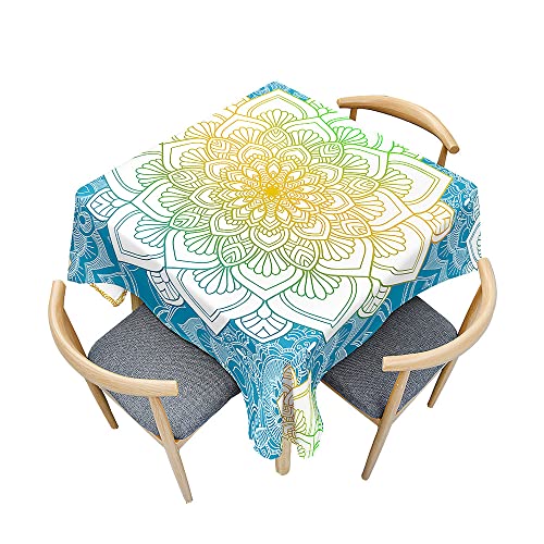 Odot Tischdecke Quadratisch Wasserdicht Polyester, Pflegeleicht Fleckschutz Abwaschbar 3D-Mandala-Druck Rechteckig Tischdecke für Home Küche Dekoration (Farbverlauf,120x120cm) von Odot