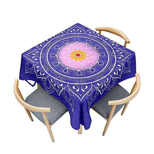 Odot Tischdecke Quadratisch Wasserdicht Polyester, Pflegeleicht Fleckschutz Abwaschbar 3D-Mandala-Druck Rechteckig Tischdecke für Home Küche Dekoration (Pink Lila,90x90cm) von Odot