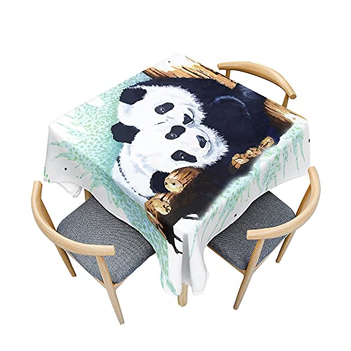 Odot Tischdecke Quadratisch Wasserdicht Polyester, Pflegeleicht Fleckschutz Abwaschbar 3D-Panda-Druck Rechteckig Tischdecke für Home Küche Dekoration (120x120cm,Malerei) von Odot