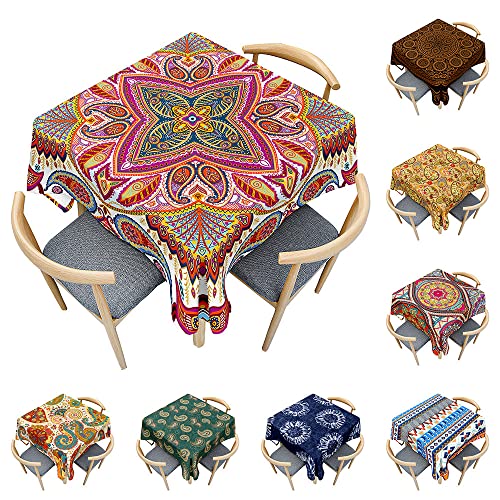 Odot Tischdecke Quadratisch Wasserdicht Polyester, Pflegeleicht Fleckschutz Abwaschbar Böhmisches Mandala Rechteckig Tischdecke für Home Küche Couchtisch Dekoration (Bohemien,120x120cm) von Odot