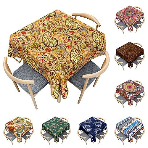 Odot Tischdecke Quadratisch Wasserdicht Polyester, Pflegeleicht Fleckschutz Abwaschbar Böhmisches Mandala Rechteckig Tischdecke für Home Küche Couchtisch Dekoration (Paisley-Stil,180x180cm) von Odot