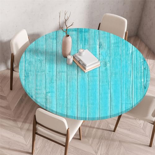 Odot Waschbare Elastische Runde Tischdecke 3D Druck Anti-Tear Wischbare rutschfeste Rund Tischdecken Abwaschbar Abwischbar Tischtuch für Dekoration Garten Partys Kaffee (70cm,Blau) von Odot