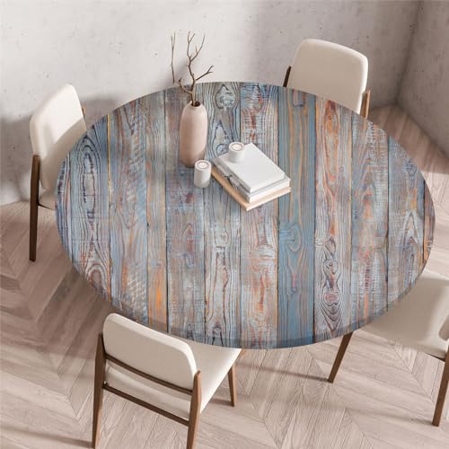 Odot Waschbare Elastische Runde Tischdecke 3D Druck Anti-Tear Wischbare rutschfeste Rund Tischdecken Abwaschbar Abwischbar Tischtuch für Dekoration Garten Partys Kaffee (90cm,Blaue Graffiti) von Odot