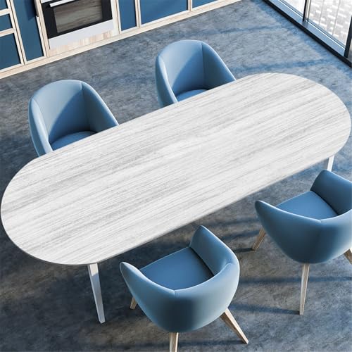 Odot Waschbare Elastische Runde Tischdecke Oval Abwaschbar Spanntischdecke Oval Gartentischdecke Outdoor Tischdecke mit Gummizug, 3D Holzmaserung (Klassiker,122x183cm) von Odot