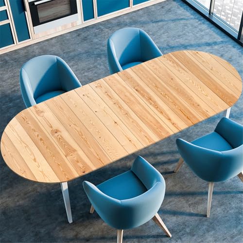 Odot Waschbare Elastische Runde Tischdecke Oval Abwaschbar Spanntischdecke Oval Gartentischdecke Outdoor Tischdecke mit Gummizug, 3D holzmaserung (Klassiker,107x152cm) von Odot