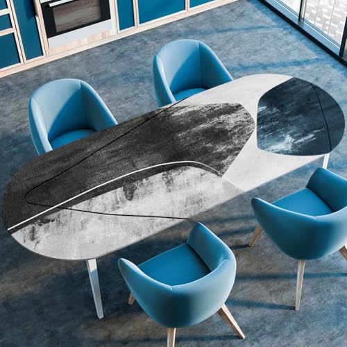 Odot Waschbare Elastische Runde Tischdecke Oval Abwaschbar Spanntischdecke Oval Gartentischdecke Outdoor Tischdecke mit Gummizug 3D Modern Drucke (Graffiti,122x183cm) von Odot