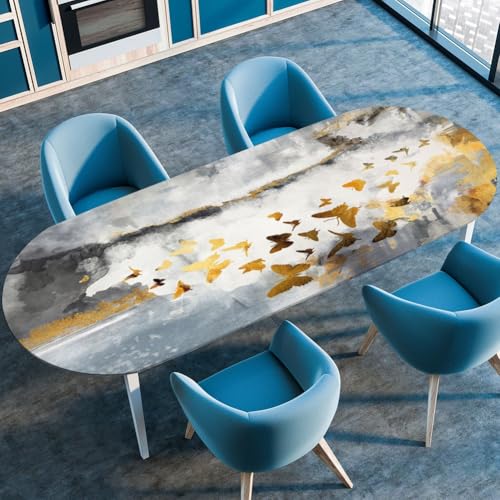 Odot Waschbare Elastische Runde Tischdecke Oval Abwaschbar Spanntischdecke Oval Gartentischdecke Outdoor Tischdecke mit Gummizug 3D Modern Drucke (Schmetterling,122x183cm) von Odot