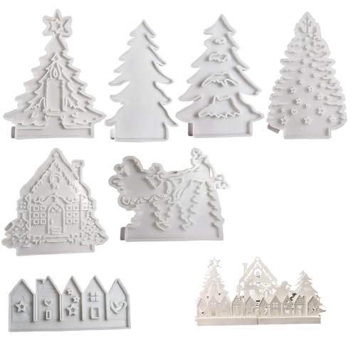 7pcs/Set Weihnachtskerzenformen, Silikon -Weihnachtsszene Casting Form Easy Release für DIY Epoxy Home Party Dekoration 7pcs/Set Weihnachtskerzenformen, Silikon -Weihnachtsszene Casting Form Easy Release für DIY Epoxy Home Party Dekoration von Odoukey