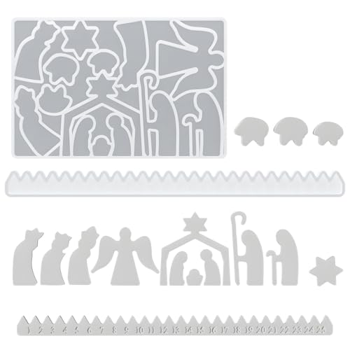 Krippe Set, 25-tägige Weihnachtsab Adventskalender Silikonformen Krippenszene Nicht-Stick-Hitze-resistente DIY-Basteln von Odoukey