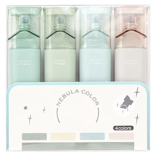 Odoukey Farbe Highlighters Set von 4, Glitter Flexible Nebel Line Breite schmudge-vorsichtige Tinte Sparkling Marker für Note Taking Diary (Blase) von Odoukey