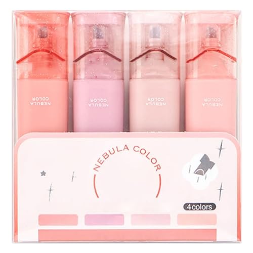 Odoukey Farbe Highlighters Set von 4, Glitter Flexible Nebel Line Breite schmudge-vorsichtige Tinte Sparkling Marker für Note Taking Diary (Rosette) von Odoukey