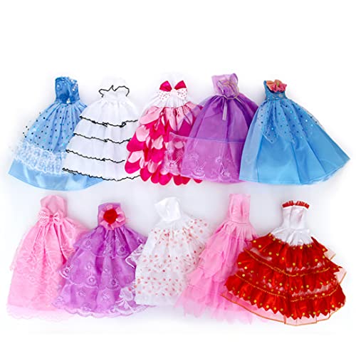 Odoukey Hochzeitskleid für Puppen, 10 PCs handgefertigte Neuheiten Kleid Hochzeit Party Kleid Kleider Kleidung für Puppen (zufällige Farbe/Stil), Kleid für Barbies von Odoukey