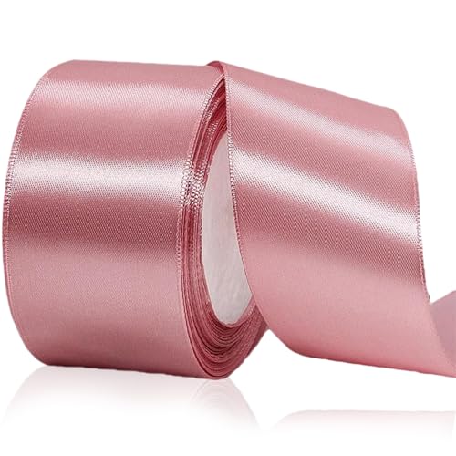 Urlaubsband, 1 Roll Roségold Satin Ribbon 2 Zoll x 25 Meter Polyester Stoff für Geschenkpackung Weihnachtsdekor basteln Haarbögen Kränze von Odoukey