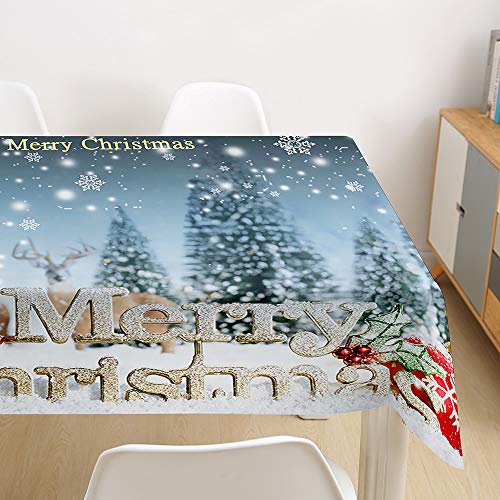 Oduo 3D Weihnachten Tischdecke Rechteckig Wasserdicht Fleckschutz Ölfest, Pflegeleicht Abwaschbar Outdoor Garten Deko Mehrzweck Farbe & Größe Wählbar (Schneeszene,60x60cm) von Oduo