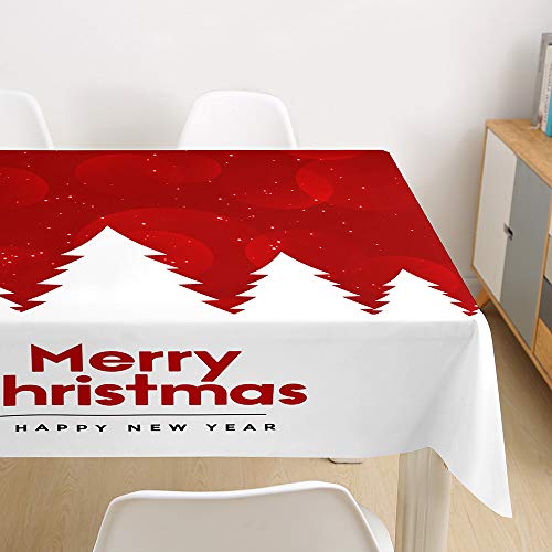 Oduo 3D Weihnachten Tischdecke Rechteckig Wasserdicht Fleckschutz Ölfest, Pflegeleicht Abwaschbar Outdoor Garten Deko Mehrzweck Farbe & Größe Wählbar (Weißtanne,60x60cm) von Oduo