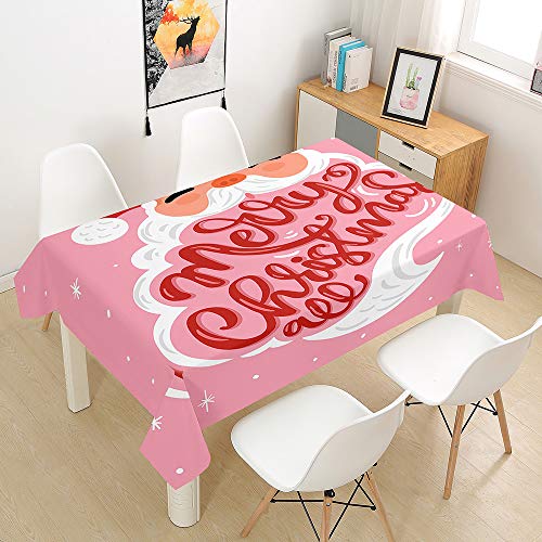 Oduo 3D Weihnachten Tischdecke Wasserdicht Fleckschutz Ölfest Rechteckig Polyester, Pflegeleicht Abwaschbar Outdoor Garten Deko Mehrzweck Farbe & Größe Wählbar (60x60cm,Rosa Weihnachtsmann) von Oduo