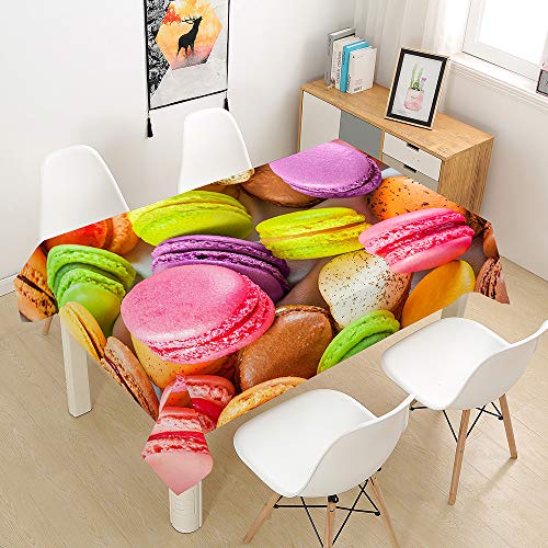 Oduo Tischdecke Wasserdicht Polyester Rechteckig, 3D Gourmet Bedruckte Tischdecke Pflegeleicht Fleckschutz Ölfest Abwaschbar Outdoor Garten Deko Farbe & Größe Wählbar (Macaron,60x60cm) von Oduo
