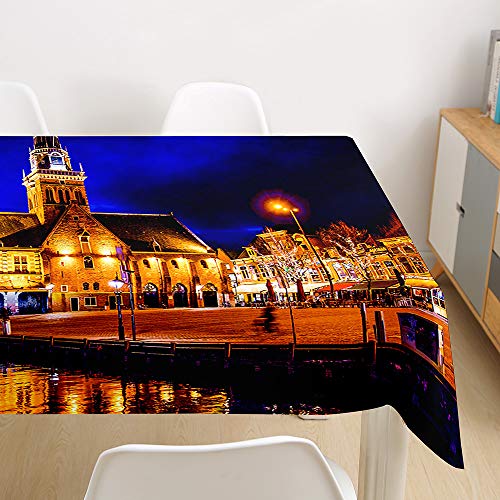 Oduo Tischdecke Wasserdicht Polyester Rechteckig, 3D Stadt Bedruckte Tischdecke Pflegeleicht Fleckschutz Ölfest Abwaschbar Outdoor Garten Deko Farbe & Größe Wählbar (Küsten,100x140cm) von Oduo