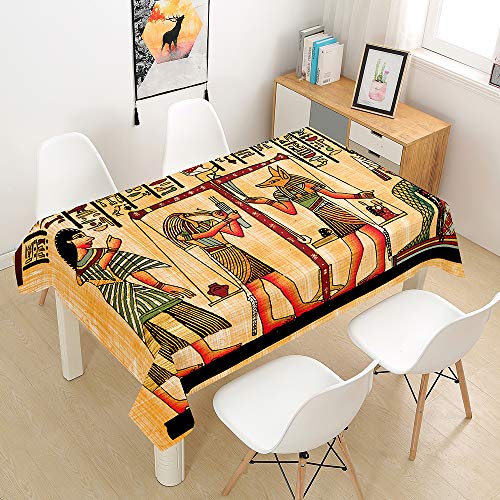 Oduo Tischdecke Wasserdicht Polyester Rechteckig, 3D Tribal Art Muster Tischdecke Abwaschbar Pflegeleicht Fleckschutz Indoor Küche Outdoor Garten Deko (Ägyptische Schrift,140x220cm) von Oduo