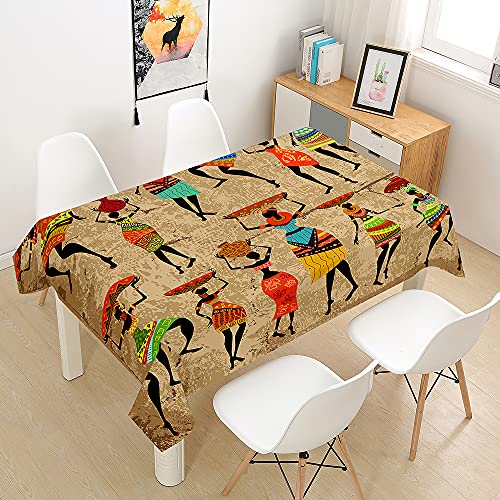 Oduo Tischdecke Wasserdicht Polyester Rechteckig, 3D Tribal Art Muster Tischdecke Abwaschbar Pflegeleicht Fleckschutz Indoor Küche Outdoor Garten Deko (Afrikanischer Stamm,140x200cm) von Oduo