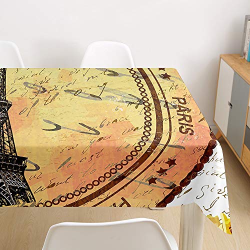 Oduo Tischdecke Wasserdicht Polyester Rechteckig, Eiffelturm Bedruckte Tischdecke Pflegeleicht Fleckschutz Ölfest Abwaschbar Garten Deko Farbe & Größe Wählbar (Vintage Taschenuhr,140x260cm) von Oduo