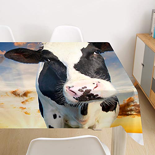 Oduo Tischdecke Wasserdicht Polyester Rechteckig, Tischdecke mit 3D Tierdruck Pflegeleicht Fleckschutz Ölfest Abwaschbar Outdoor Garten Deko Farbe & Größe Wählbar (Rosa Kuh,90x90cm) von Oduo