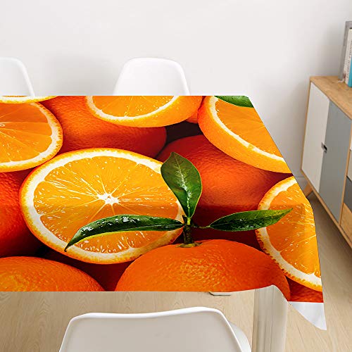 Oduo Tischdecke Wasserdicht Polyester Rechteckig, Tischdecke mit Fruchtdruck Pflegeleicht Fleckschutz Ölfest Abwaschbar Outdoor Garten Deko Farbe & Größe Wählbar (Orange,140x200cm) von Oduo