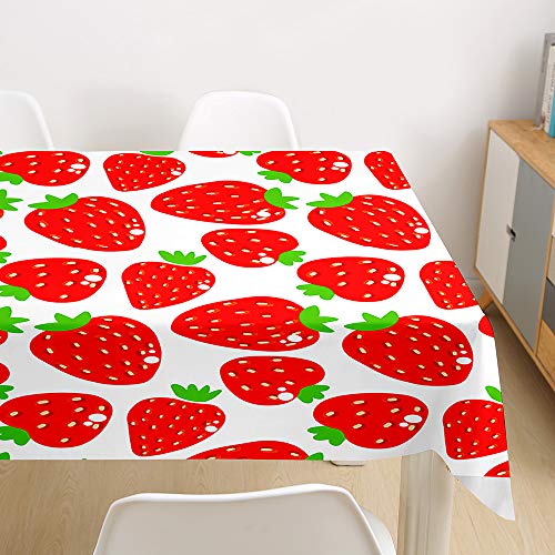 Oduo Tischdecke Wasserdicht Polyester Rechteckig, Tischdecke mit Fruchtdruck Pflegeleicht Fleckschutz Ölfest Abwaschbar Outdoor Garten Deko Farbe & Größe Wählbar (Rote Erdbeere,60x60cm) von Oduo