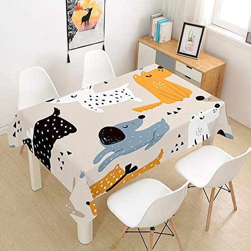 Oduo Tischdecke Wasserdicht Polyester Rechteckig, Tischdecke mit Hundedruck Pflegeleicht Fleckschutz Ölfest Abwaschbar Outdoor Garten Deko Farbe & Größe Wählbar (Dalmatiner,140x260cm) von Oduo