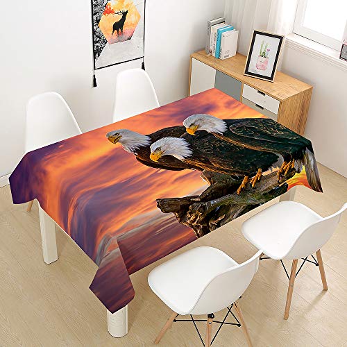Oduo Tischdecke Wasserdicht Polyester Rechteckig, Tischdecke mit Tierdruck Pflegeleicht Fleckschutz Ölfest Abwaschbar Outdoor Garten Deko Farbe & Größe Wählbar (90x90cm,Adler) von Oduo