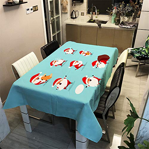 Oduo Weihnachten Tischdecke Wasserdicht Polyester Rechteckig, Blauer lustiger roter Weihnachtsmann Pflegeleicht Fleckschutz Ölfest Abwaschbar Küche Outdoor Garten Deko Mehrzweck (60x60cm,D) von Oduo